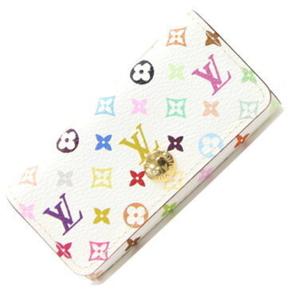 Louis Vuitton Case Multicolor Blanc Key Holder Ring White - Picture 1 of 7